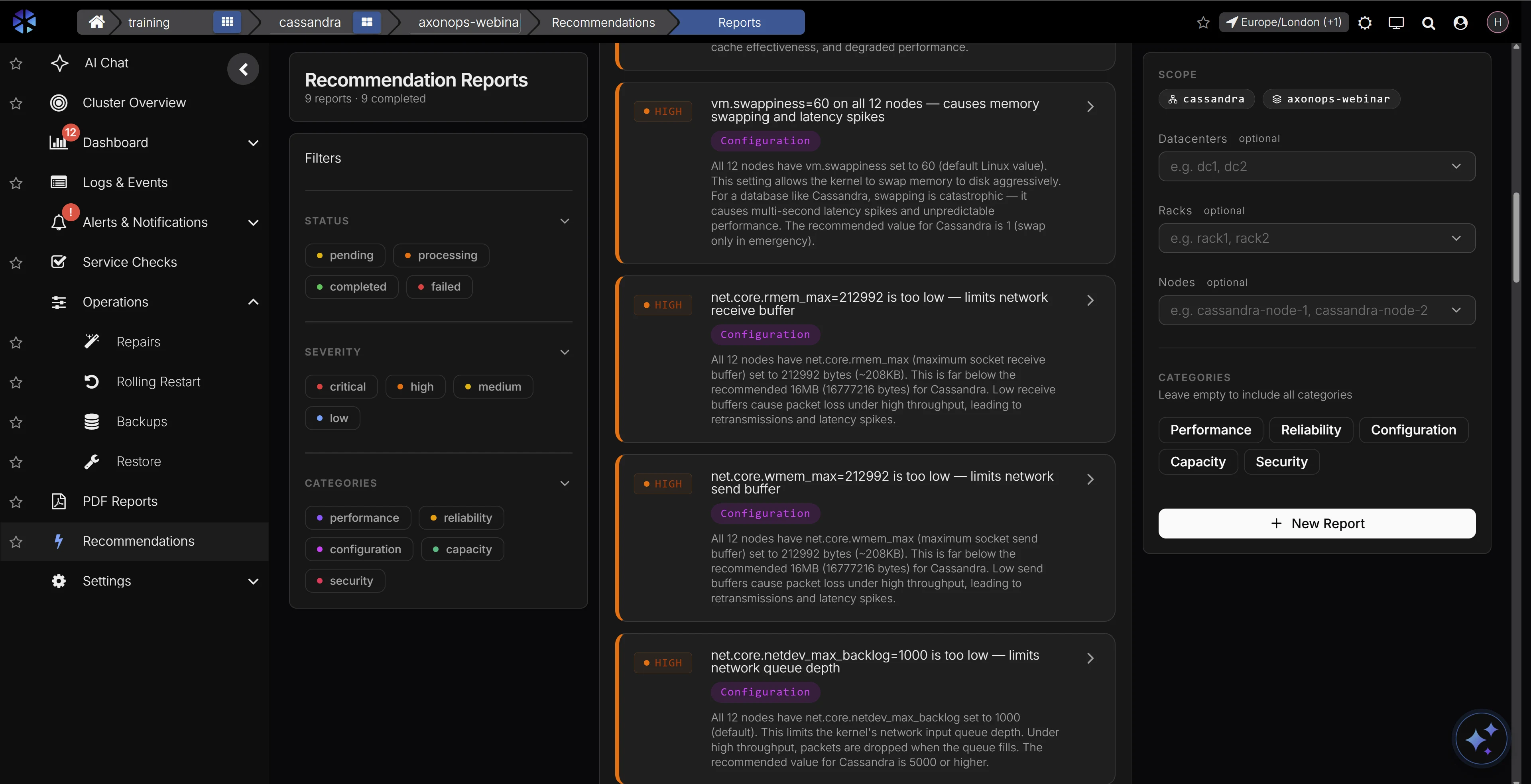 Cluster recommendations on demand