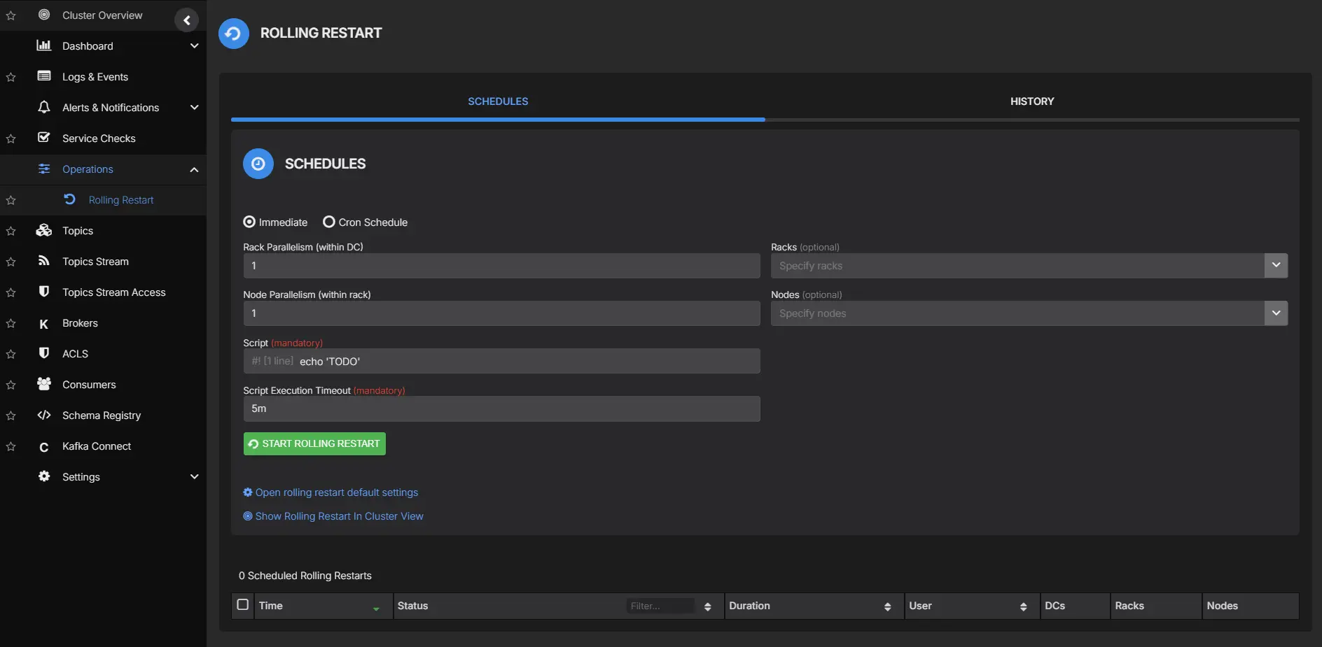 AxonOps Kafka rolling restart